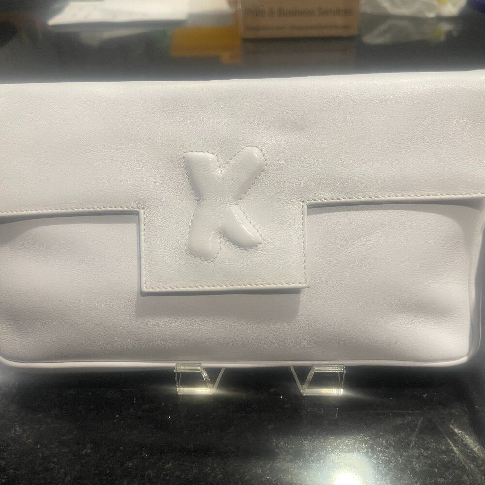 White Leather Clutch Purse